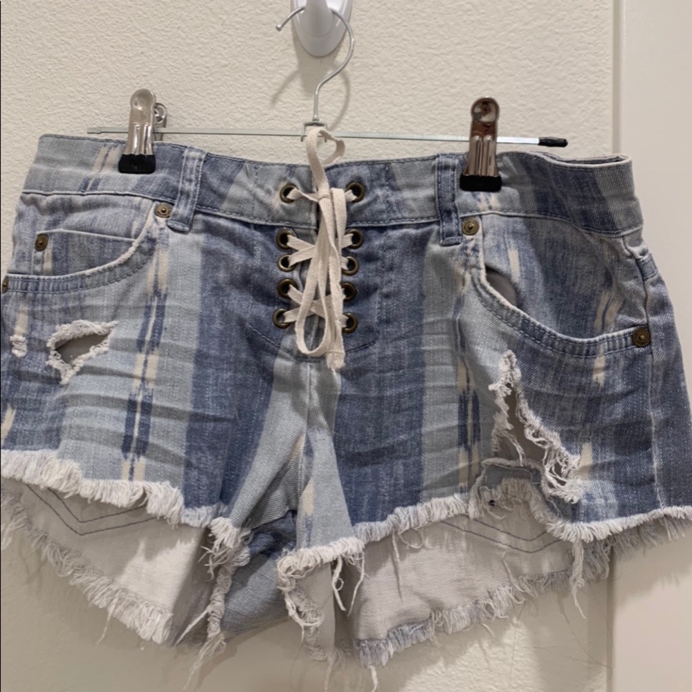 Billabong blue lace up shorts